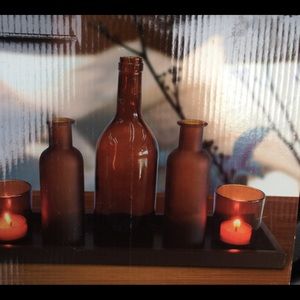 Amber Bottle Set With Tray
